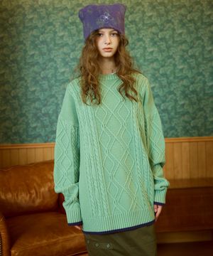 DADDY FRENCH CABLE KNIT / apple mint