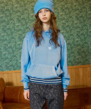 GARMENT DYDED WAVE HOODIE / blue