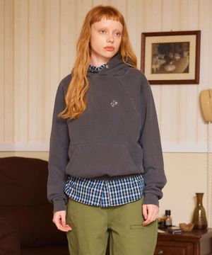 GARMENT DYDED WAVE HOODIE / charcoal