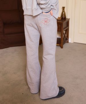BOOT-CUT SWEAT PANTS / melange grey