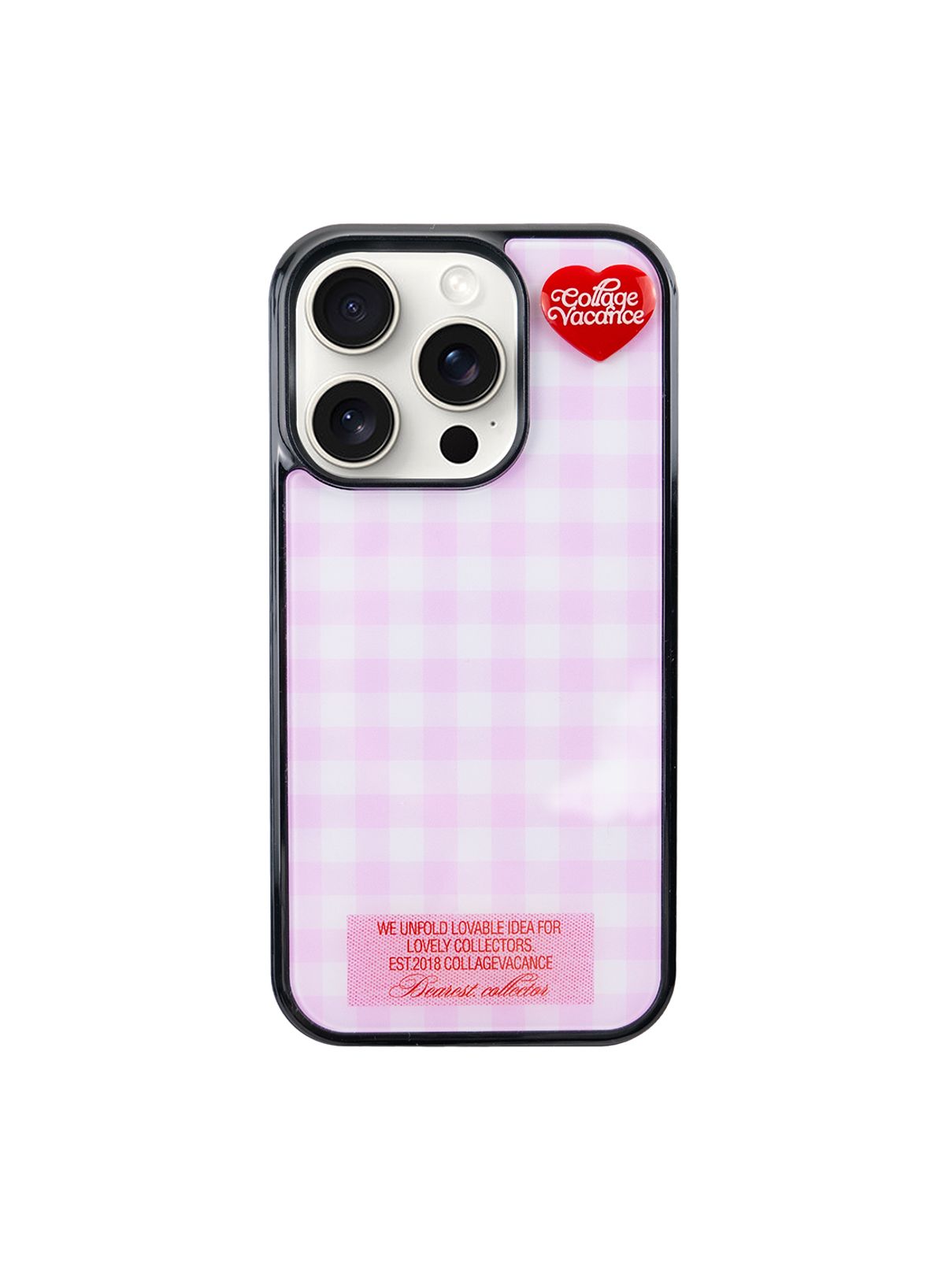 꼴라주바캉스(COLLAGEVACANCE) Heart Logo Pendant Glass Bumper Case - Baby Pink_Classic Type (폰케이스)