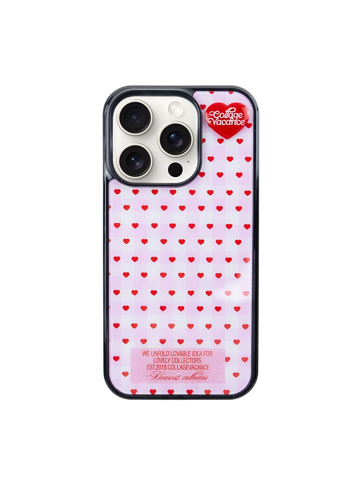 꼴라주바캉스(COLLAGEVACANCE) Heart Logo Pendant Glass Bumper Case - Baby Pink_Heart Type (폰케이스)
