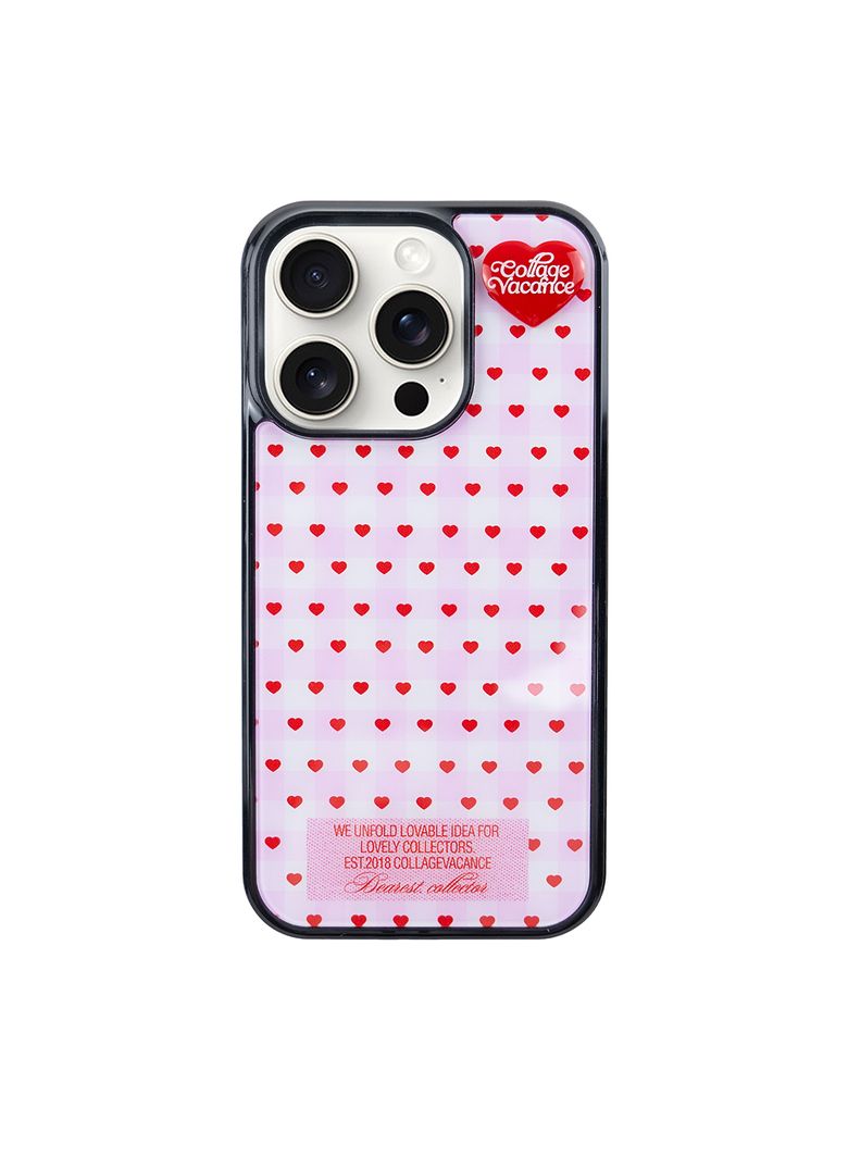 Heart Logo Pendant Glass Bumper Case - Baby Pink_Heart Type (폰케이스)