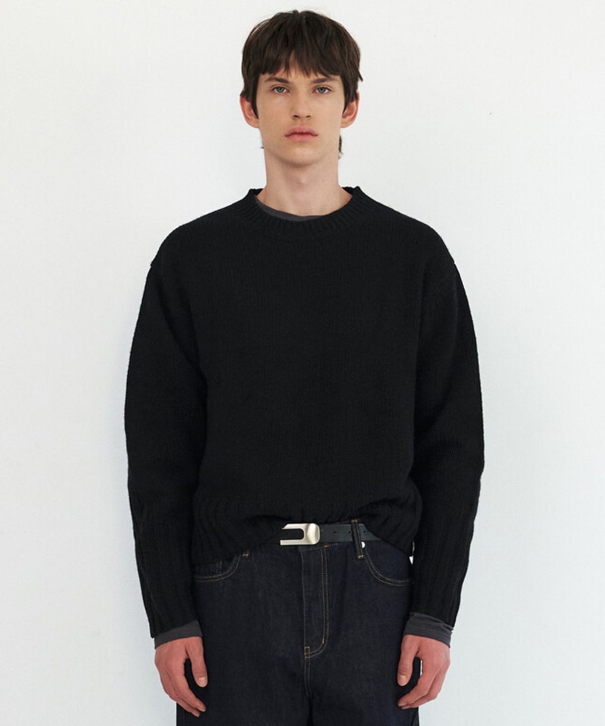 윈더(WINDER) 3G CHUNKY WOOL SWEATER - BLACK