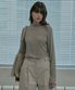 wool basic turtleneck top - gray beige