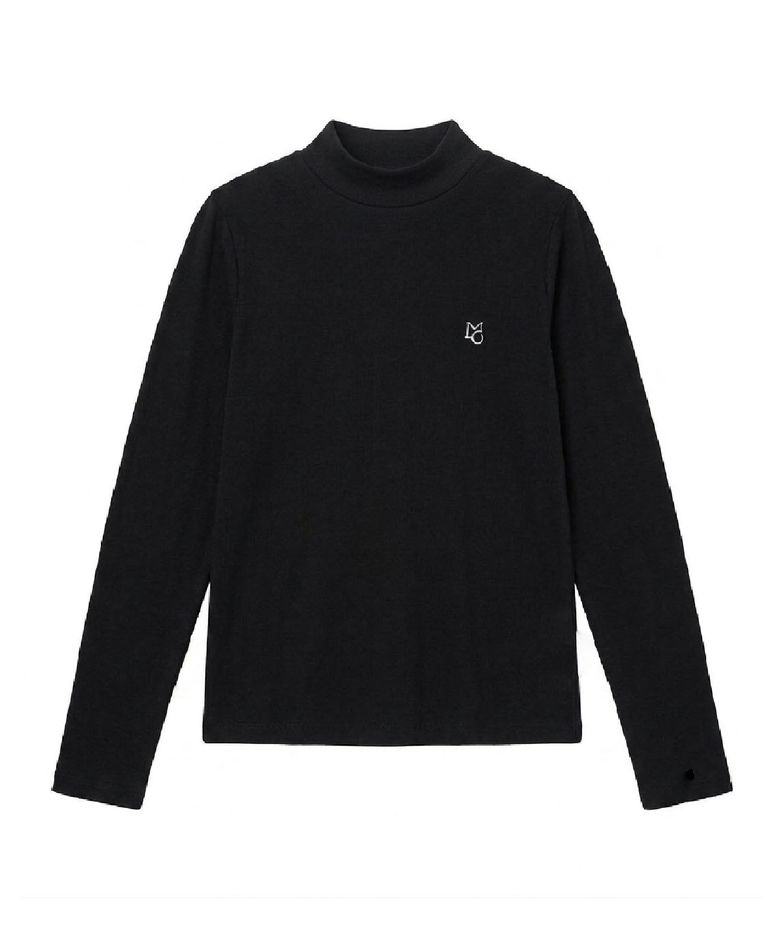wool basic turtleneck top - black