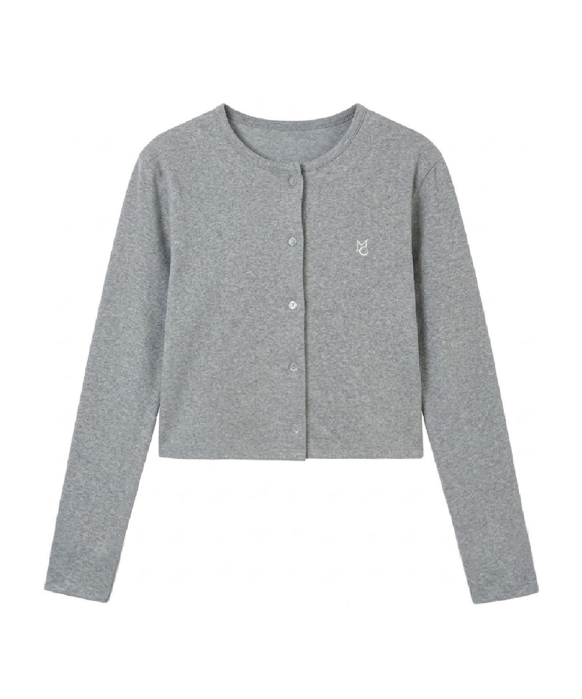 무아르모아(MOIREMOA) Classic Logo Cardigan - Melange Gray