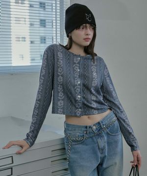 Vintage Flower Logo Cardigan - Lavender