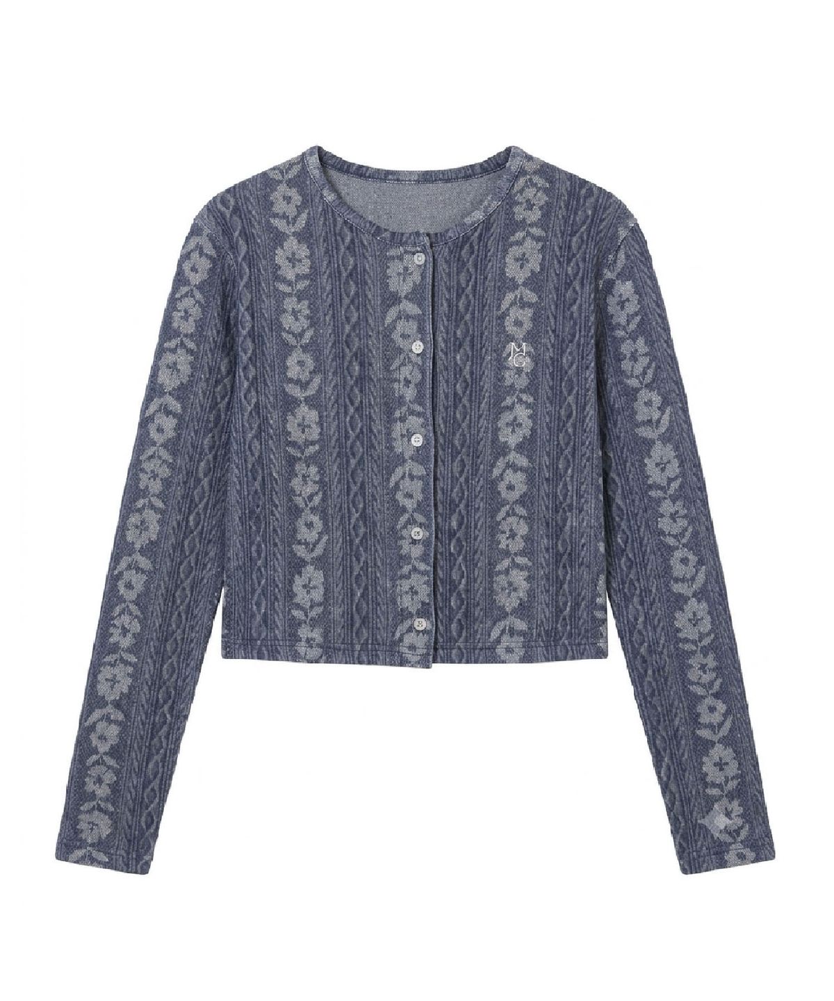 무아르모아(MOIREMOA) Vintage Flower Logo Cardigan - Lavender