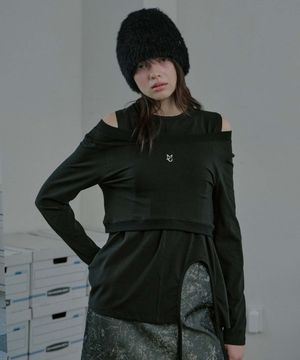 Slit Layered String Top Set - Black