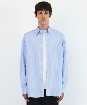 CEDRIC STRIPE COTTON SHIRTS - LIGHT BLUE