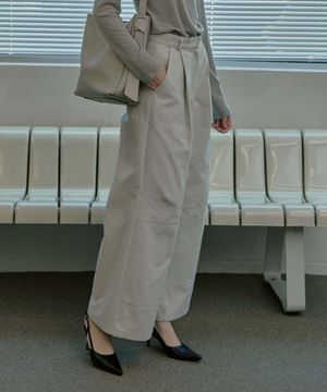 Peach cotton wide chino pants - light beige