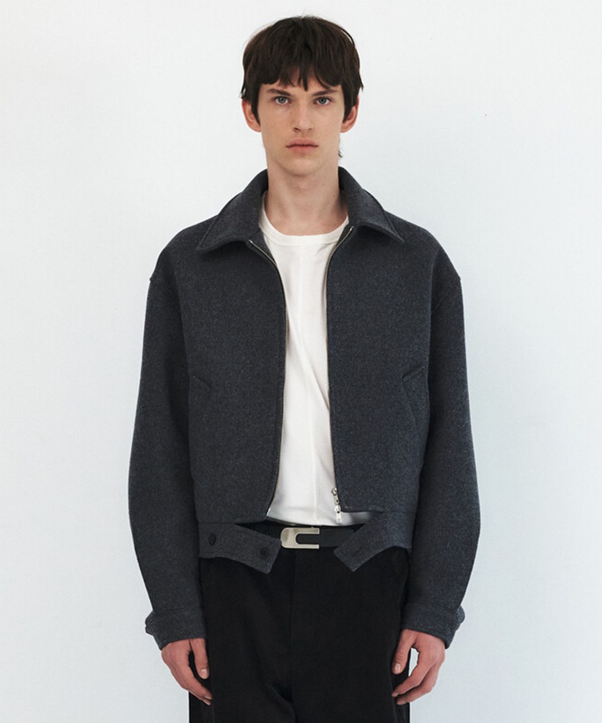 윈더(WINDER) NOTCHED WOOL BLOUSON JACKET - GREY