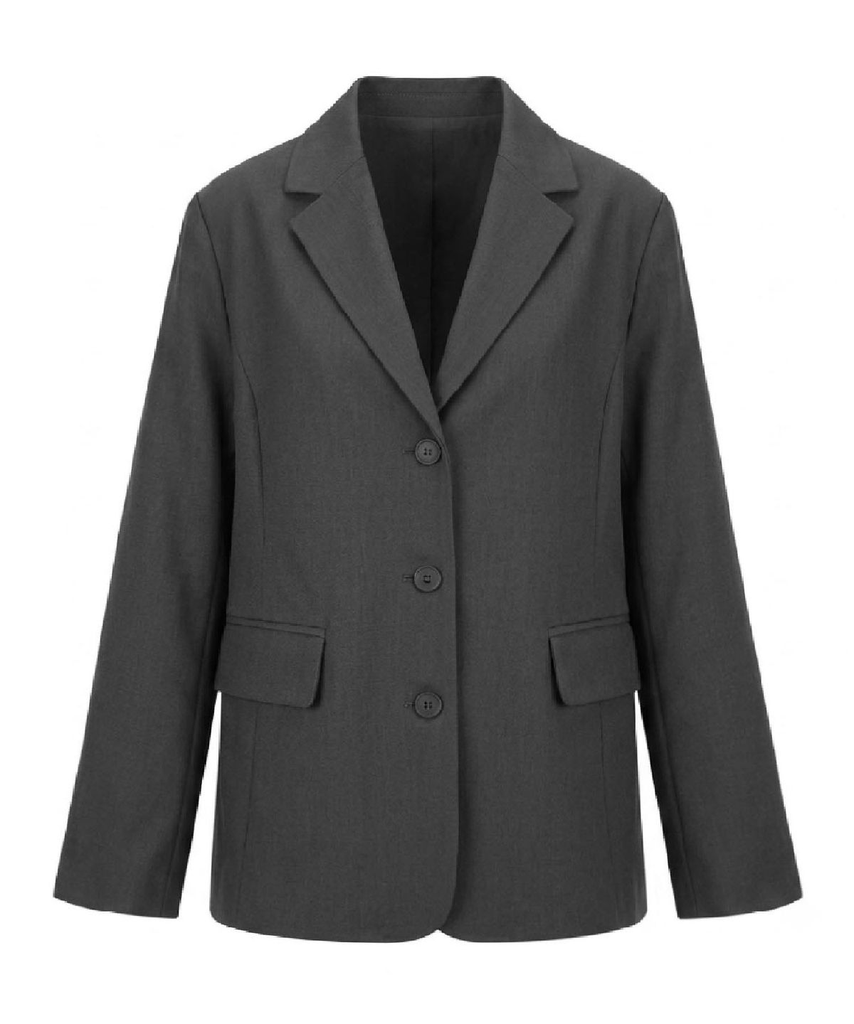 무아르모아(MOIREMOA) Wool Blend Semi-Over Fit Jacket - Charcoal