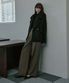 Wool Blend semi wide pants - Grayish Brown