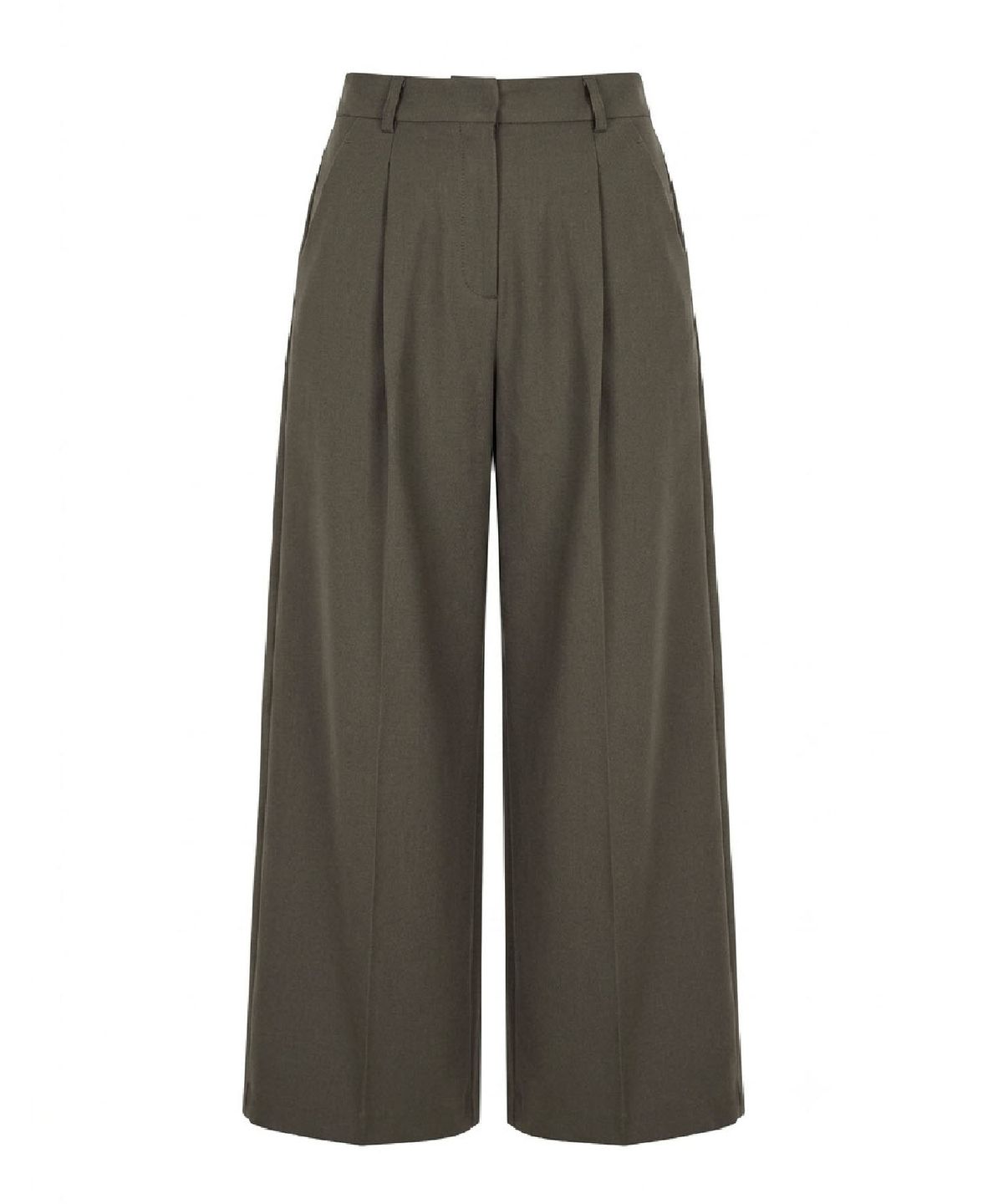 무아르모아(MOIREMOA) Wool Blend semi wide pants - Grayish Brown
