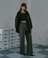Wool Blend semi wide pants - Charcoal