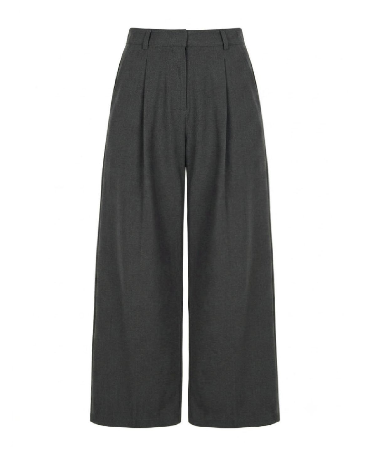 무아르모아(MOIREMOA) Wool Blend semi wide pants - Charcoal