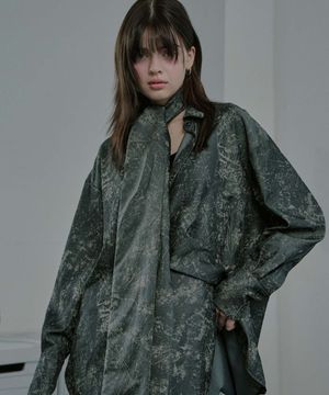 Crack Silky Tie 3way Shirt - Charcoal