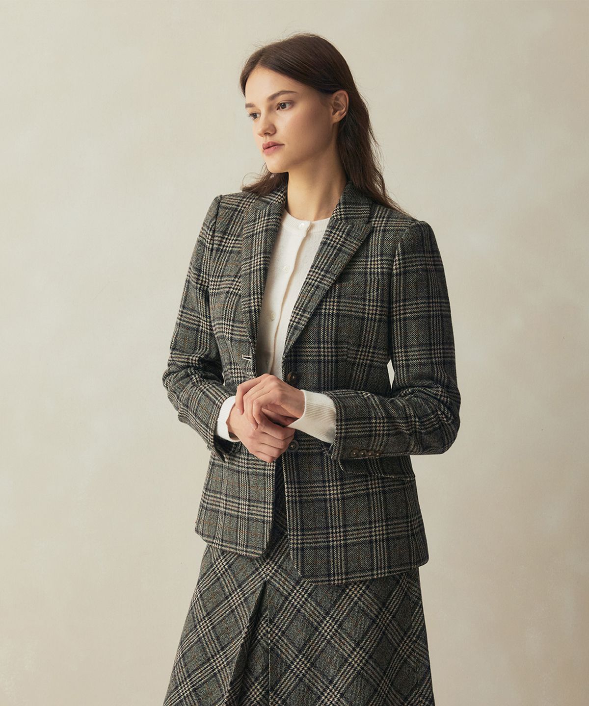 브룩스 브라더스(BROOKS BROTHERS) [여성] 램스울 체크 자켓 (베이지) (BBJSWM3838ZEF)