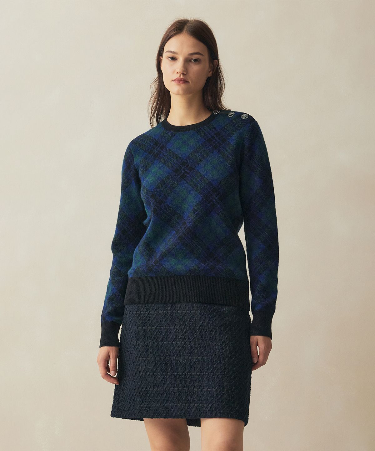 브룩스 브라더스(BROOKS BROTHERS) [여성] 자가드 블랙와치 스웨터 (멀티) (BBWRWM37607EW)