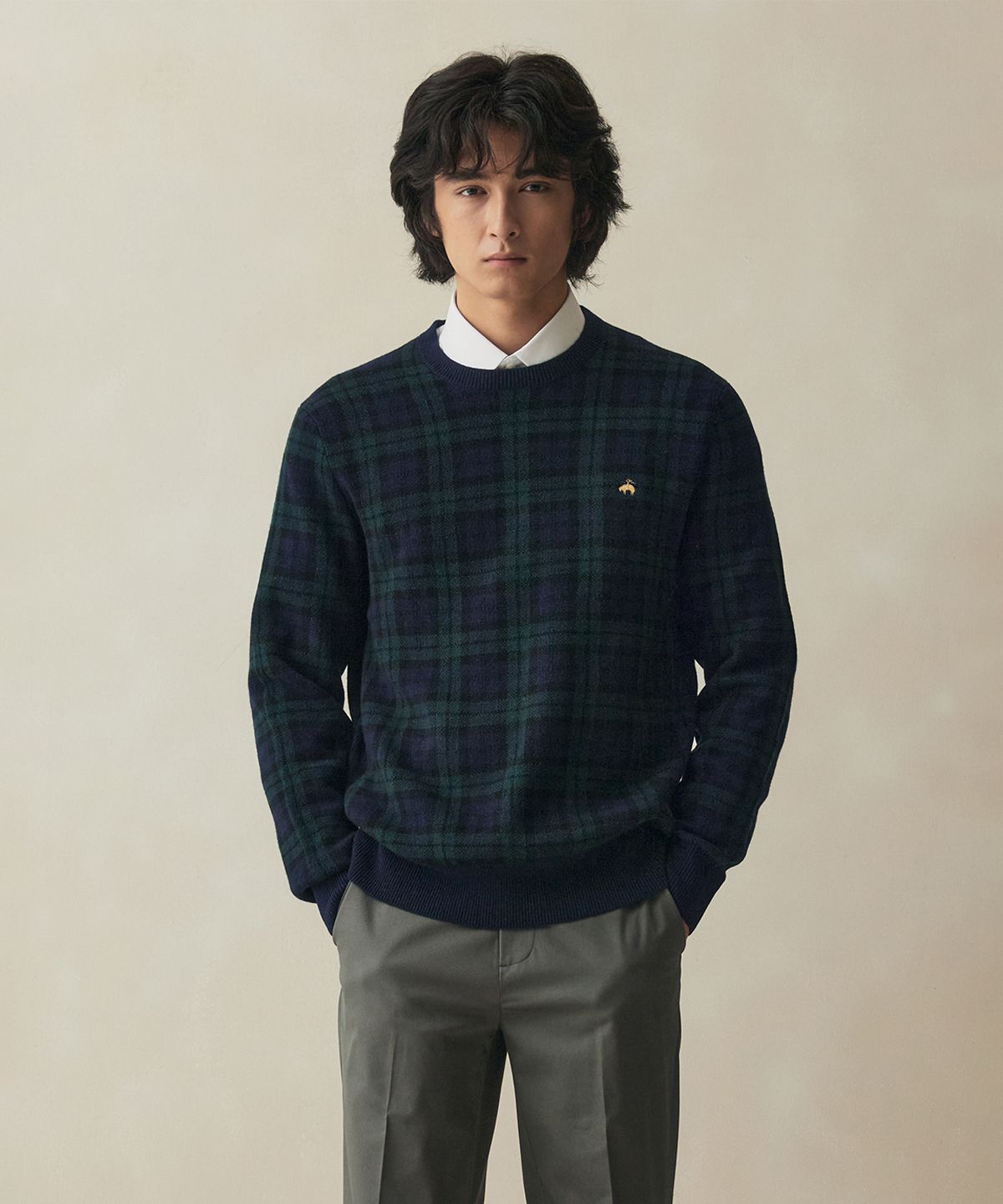 브룩스 브라더스(BROOKS BROTHERS) 블랙와치 로고 스웨터 (멀티) (BBWRMF45567EW)