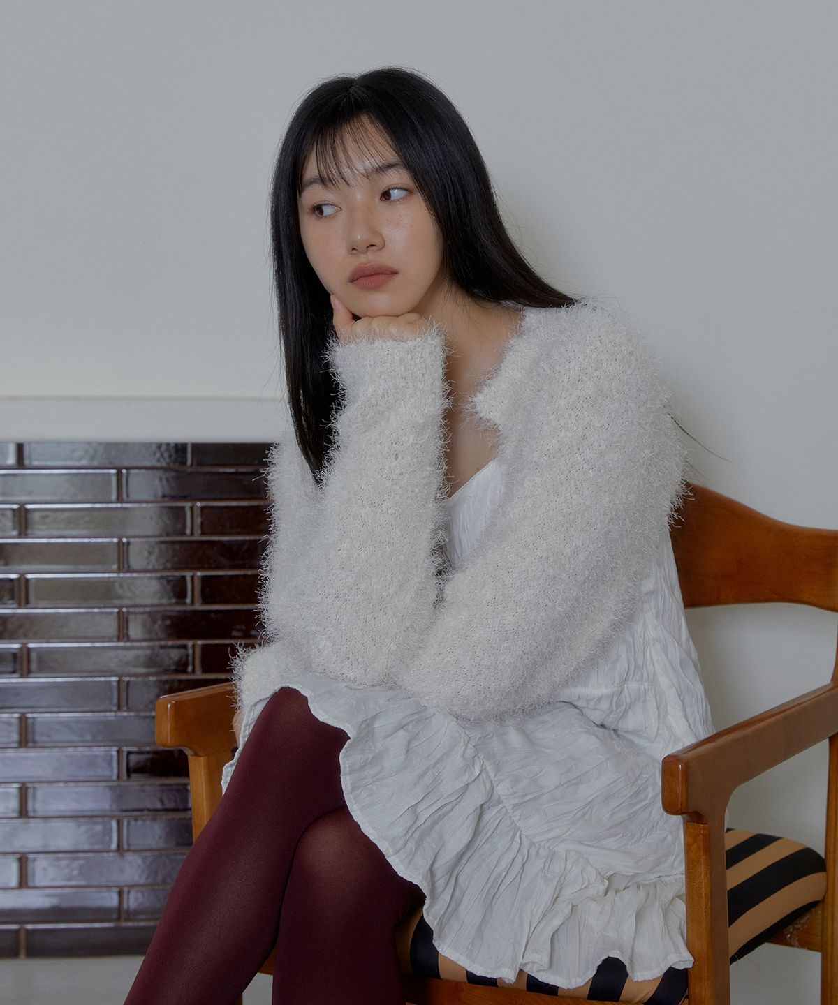 마가린핑거스(MARGARIN FINGERS) POM POM KNIT BOLERO (CREAM)