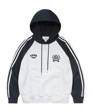 로럴골든 트랙 래글런 후드티_화이트멜란지