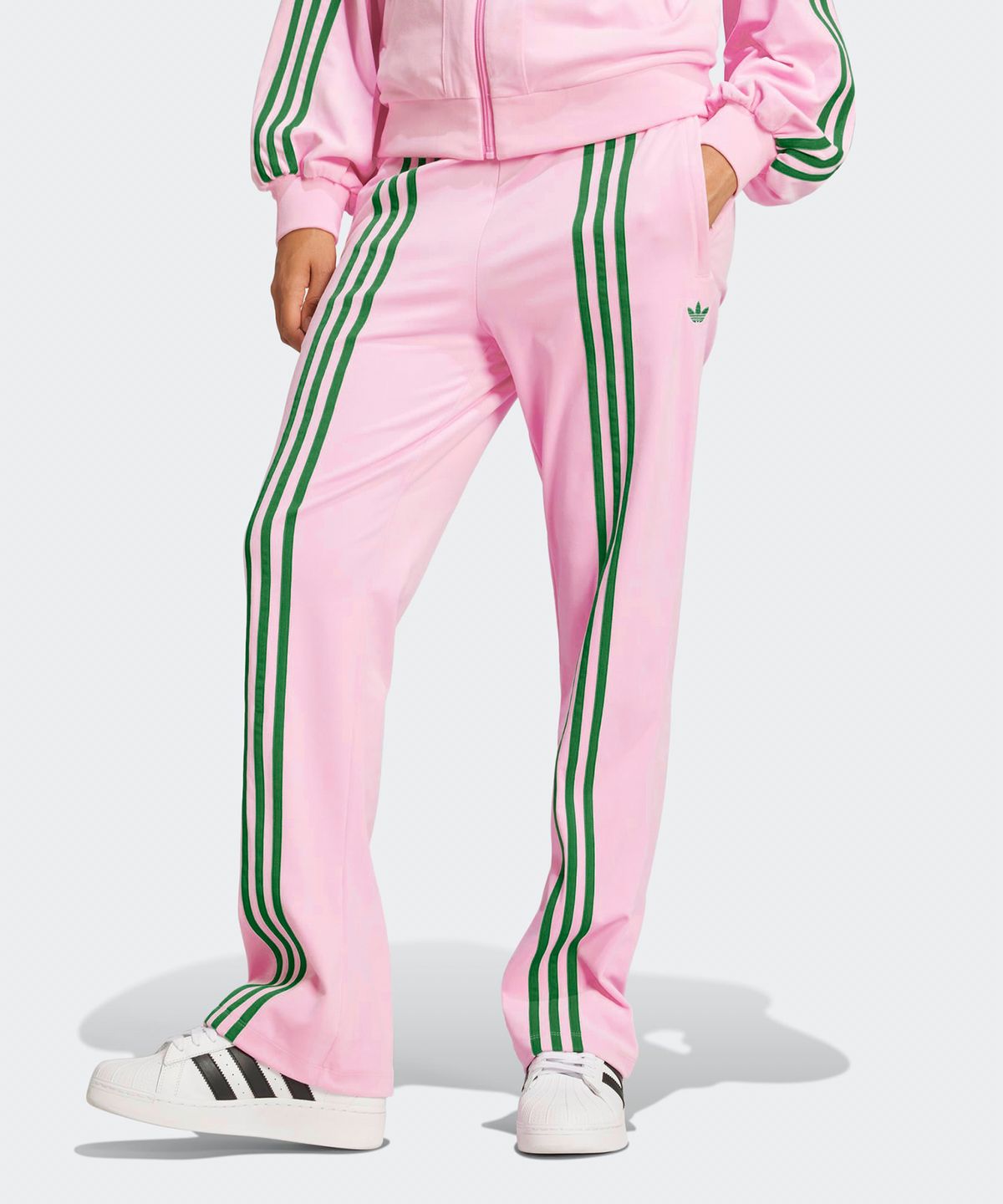아디다스(ADIDAS) 70s 벨루어 트랙 팬츠 - 핑크:그린 / JN8289