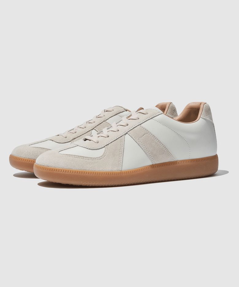 German Military Pigskin Sneakers+5cm (White)