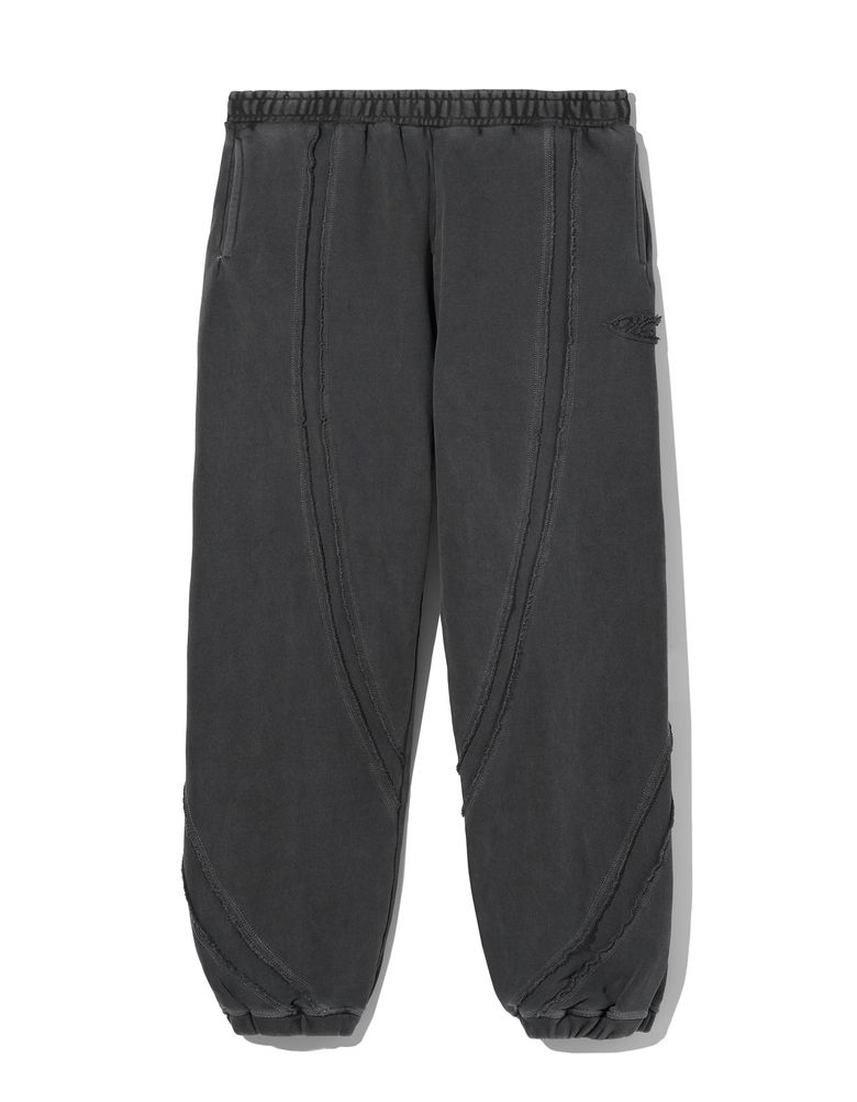 Curved Line Dyed Sweatpants - Charcoal