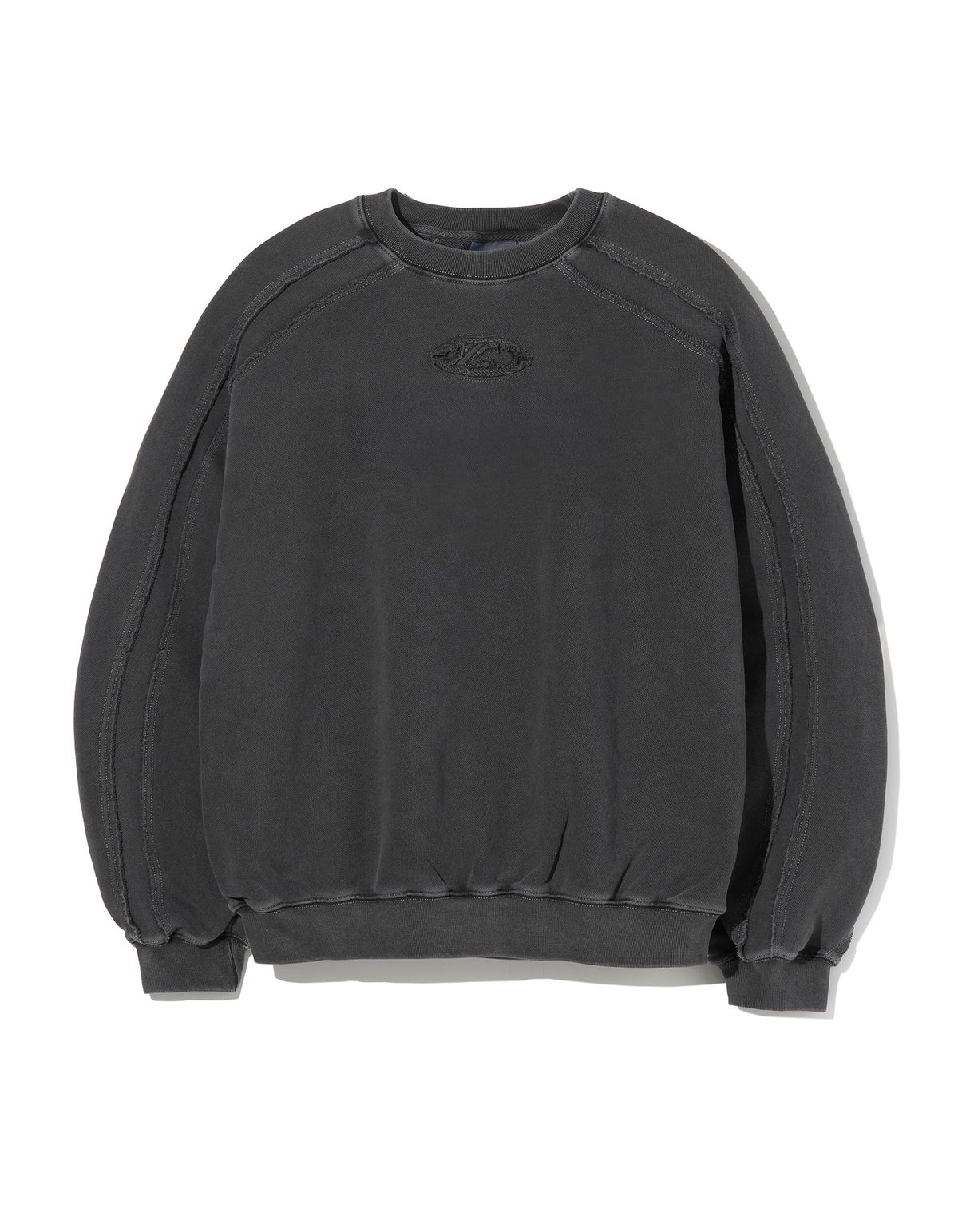 로어즈(LORES) Curved Line Dyed Sweatshirts - Charcoal