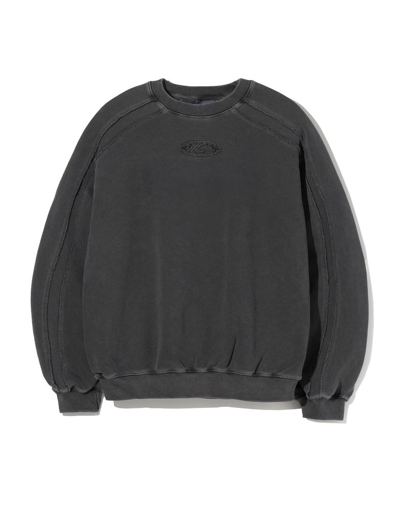 Curved Line Dyed Sweatshirts - Charcoal