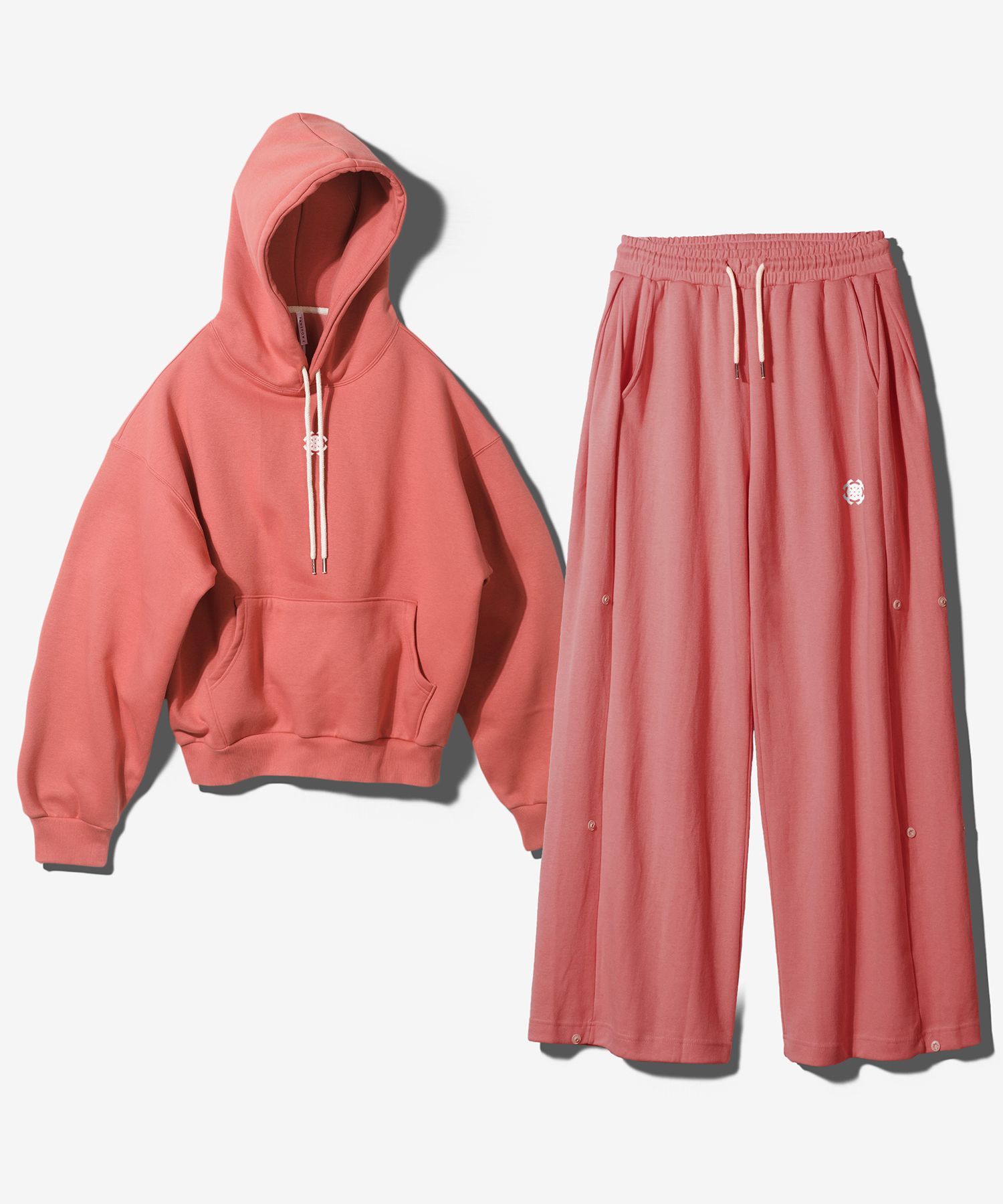 MUSINSA公式 | FANSHOW (SETUP) SYMBOL HOODIE SNAP PANTS - RED