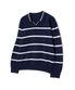 86-IROJ365 오픈넥 스트라이프 긴팔 니트 블루