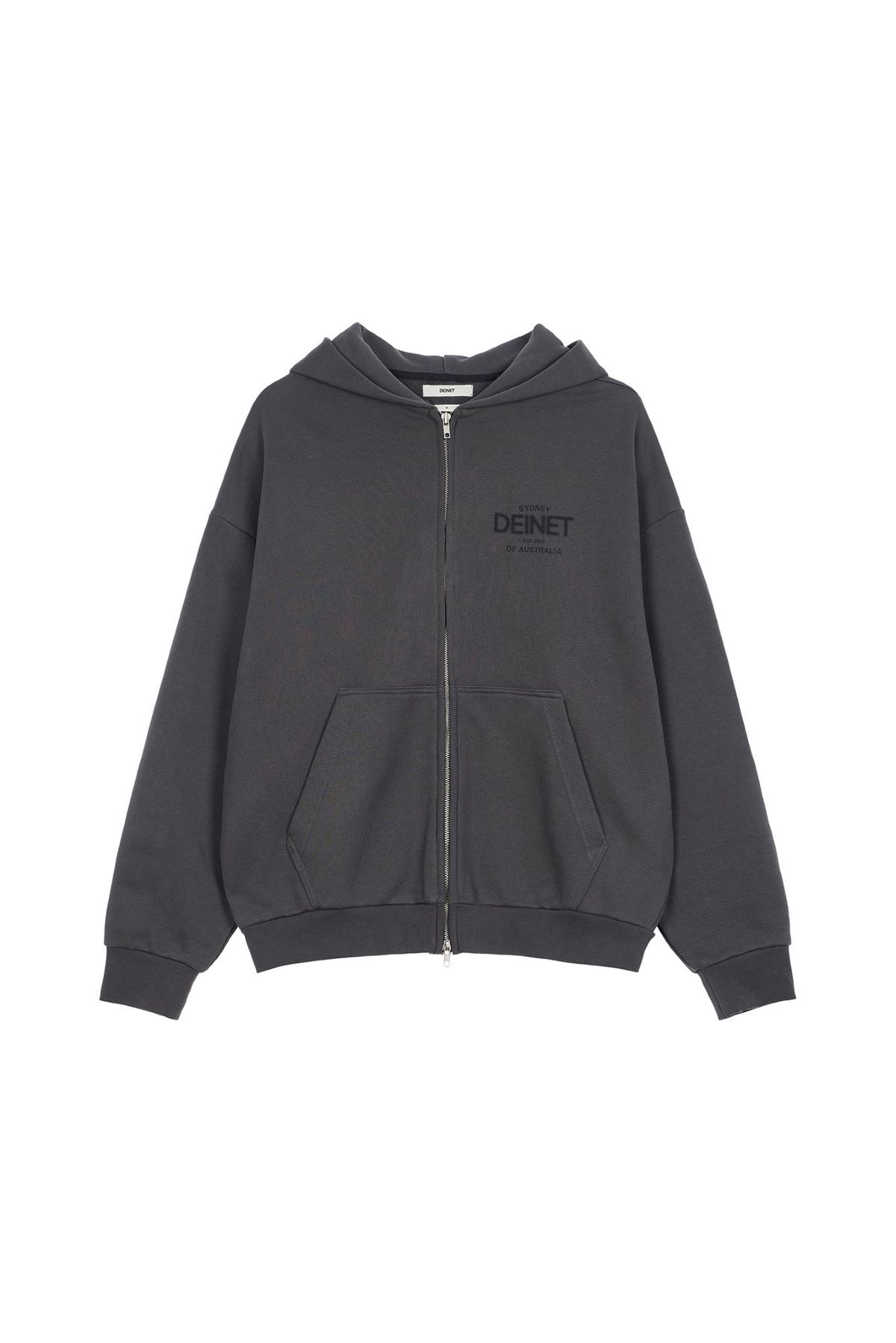 다이닛(DEINET) LOST IN SYDNEY ZIP-UP HOODIE IN CHARCOAL
