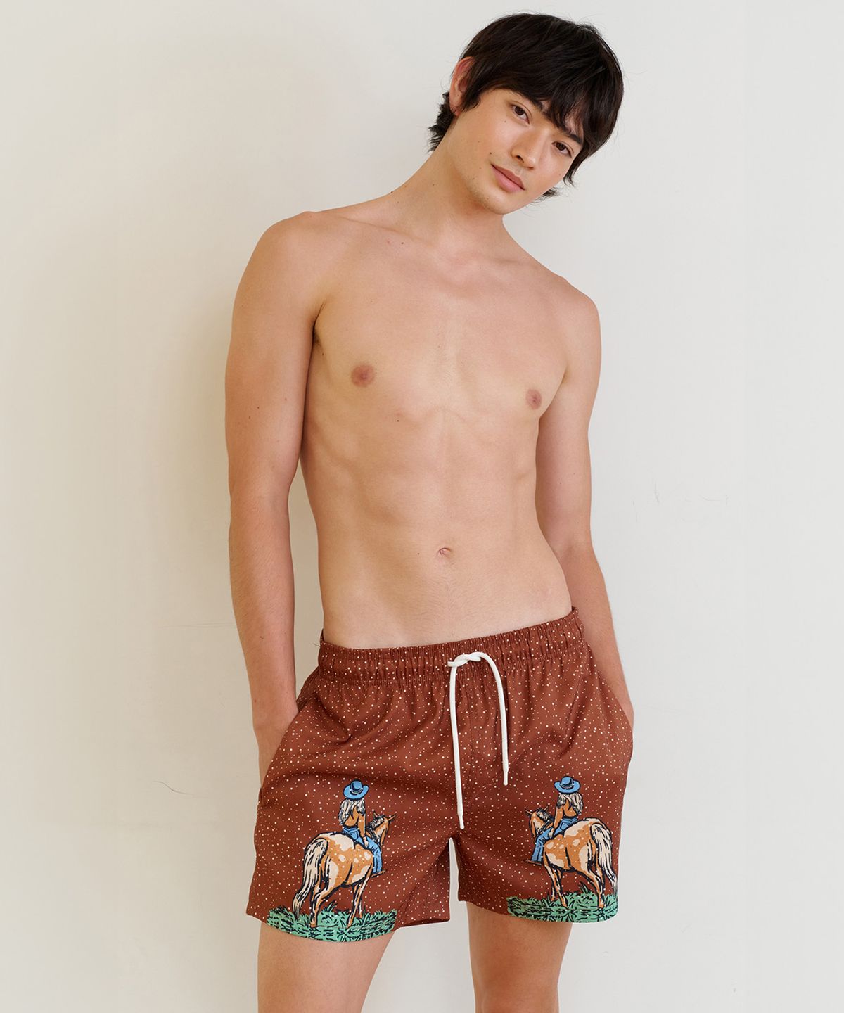 딜라잇풀(DELIGHTPOOL) Wild Dreamer Swim Trunks - Caramel Brown