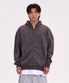 오버핏 와이드 숄더 후드 집업_차콜