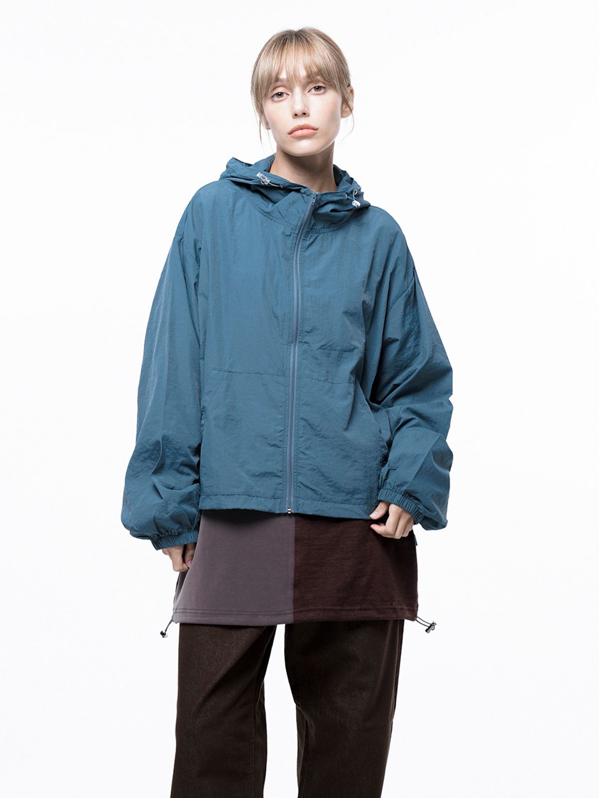 챈세스노이(CHANCE'S NOI) Crop Hooded Windbreaker Jumper - Green /W243OT01GN