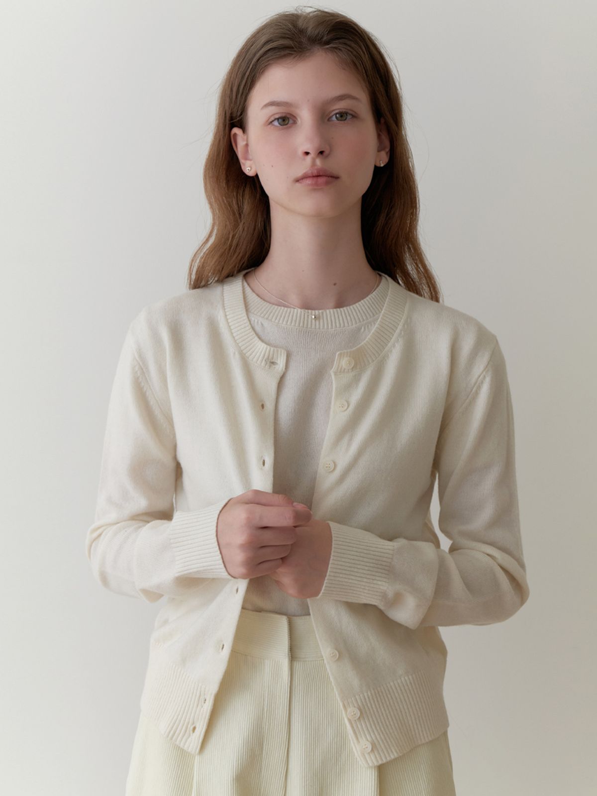 리엘(RE L) Pea wool cardigan (ivory)