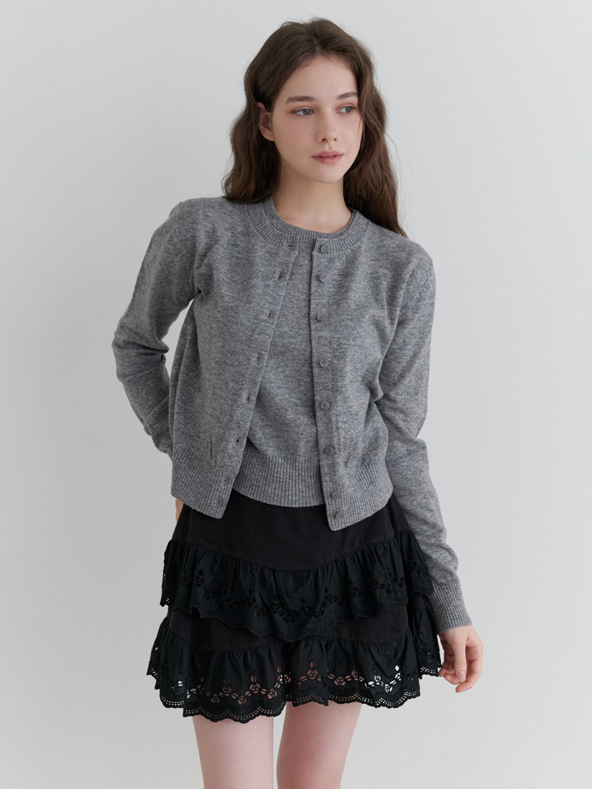 리엘(RE L) Pea wool cardigan (gray)