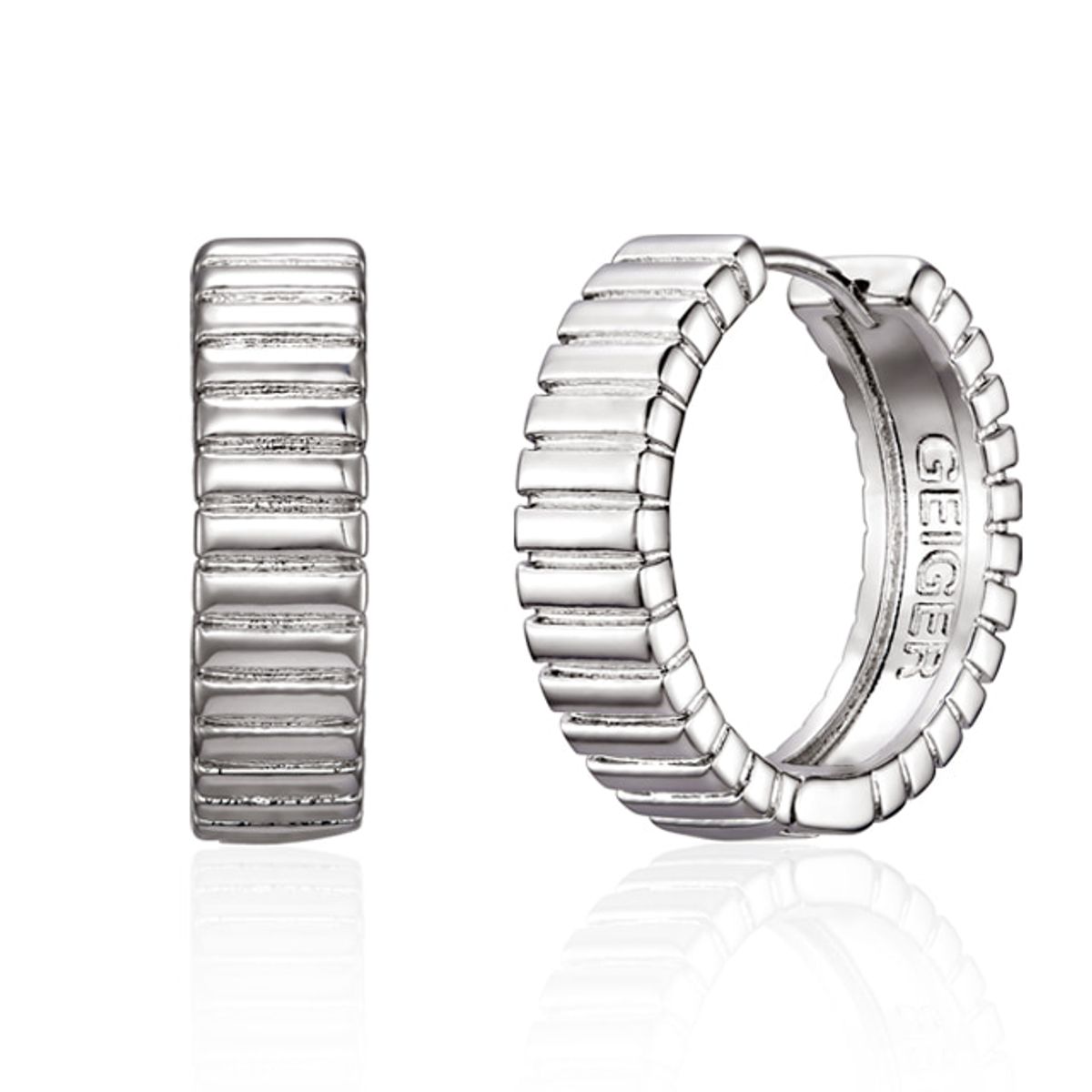가이거주얼리(GEIGERJEWELRY) 볼륨 라인 원터치 링 귀걸이 GISVEE154 (실버925 PIN)