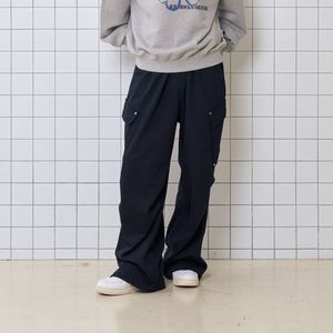 사선 카고 포켓 팬츠_블랙