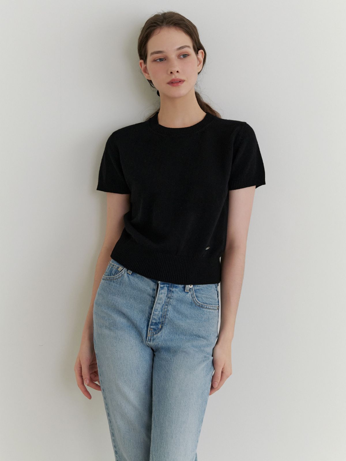 리엘(RE L) Pea half knit (black)
