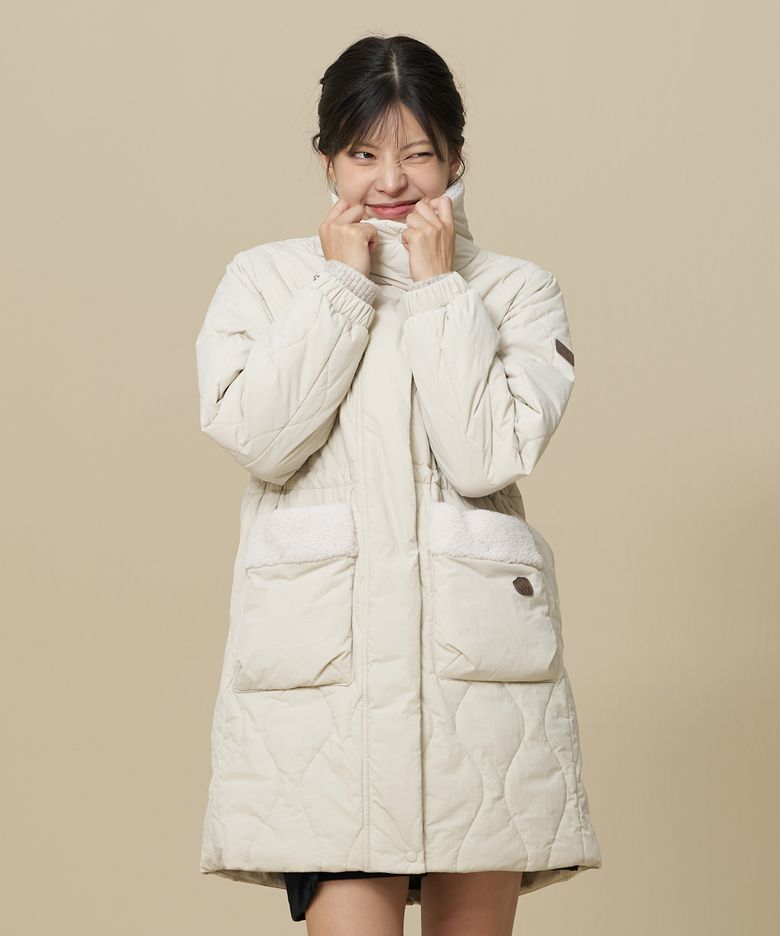 [OSLO (오슬로)] 테디 다이아퀼팅 롱푸퍼_Ivory