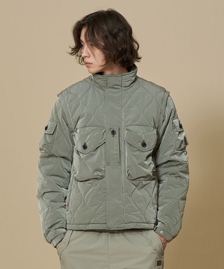 프리마로프트 컨버터블 웨이브 퀼팅 점퍼_Light Khaki
