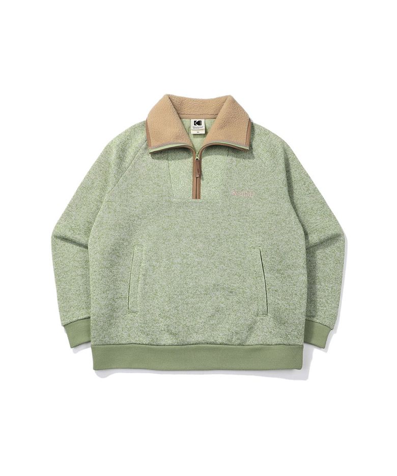 브라우니 세미오버핏 라이트웜 기모 반집업 맨투맨 MINT GREEN