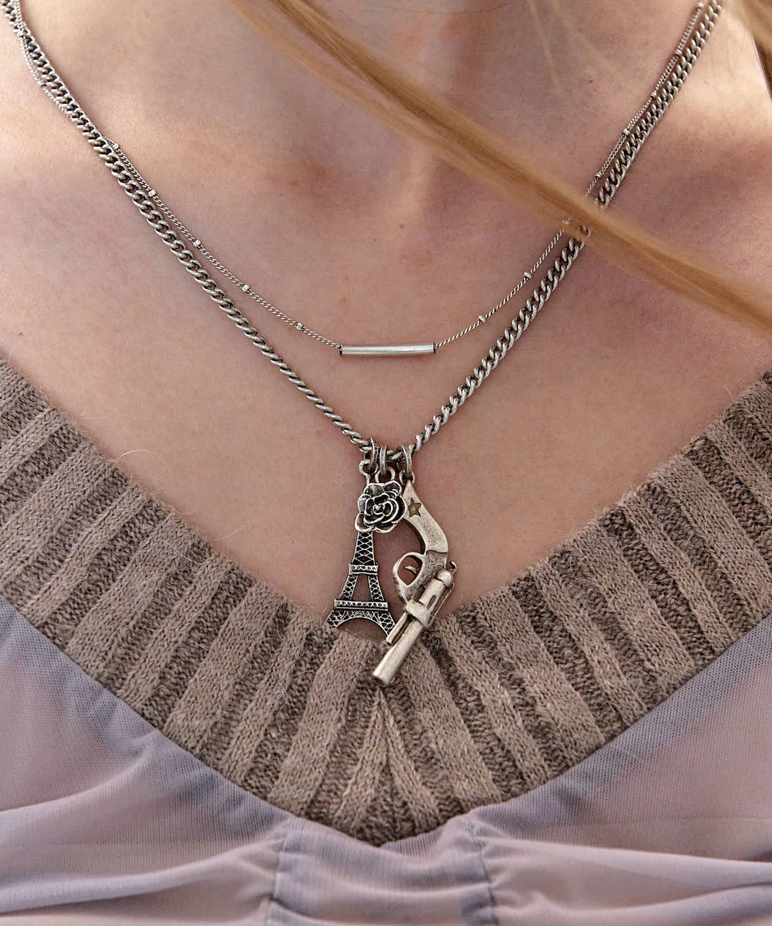 2000ARCHIVES★ROSE, EIFFEL AND REVORVER NECKLACE (SILVER) MUSINSA | 2000ARCHIVES ROSE, EIFFEL AND REVORVER NECKLACE
