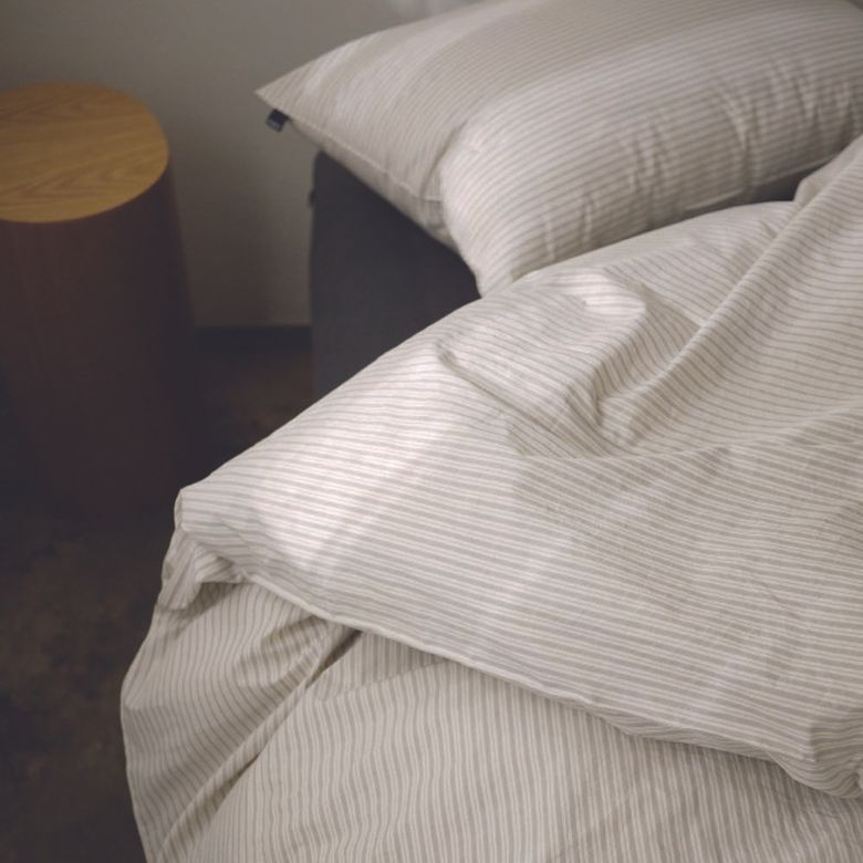 Soft, washed cotton bedding 60수 Stripe / light gray
