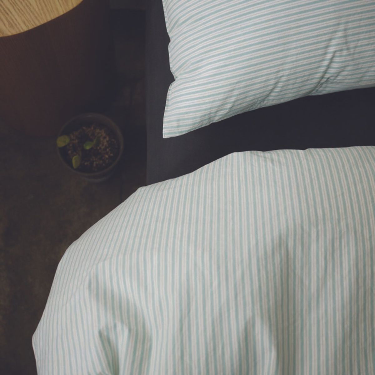 봄봄패브릭스(BOMBOM FABRICS) Soft, washed cotton bedding 60수 Stripe /pastel turquoise
